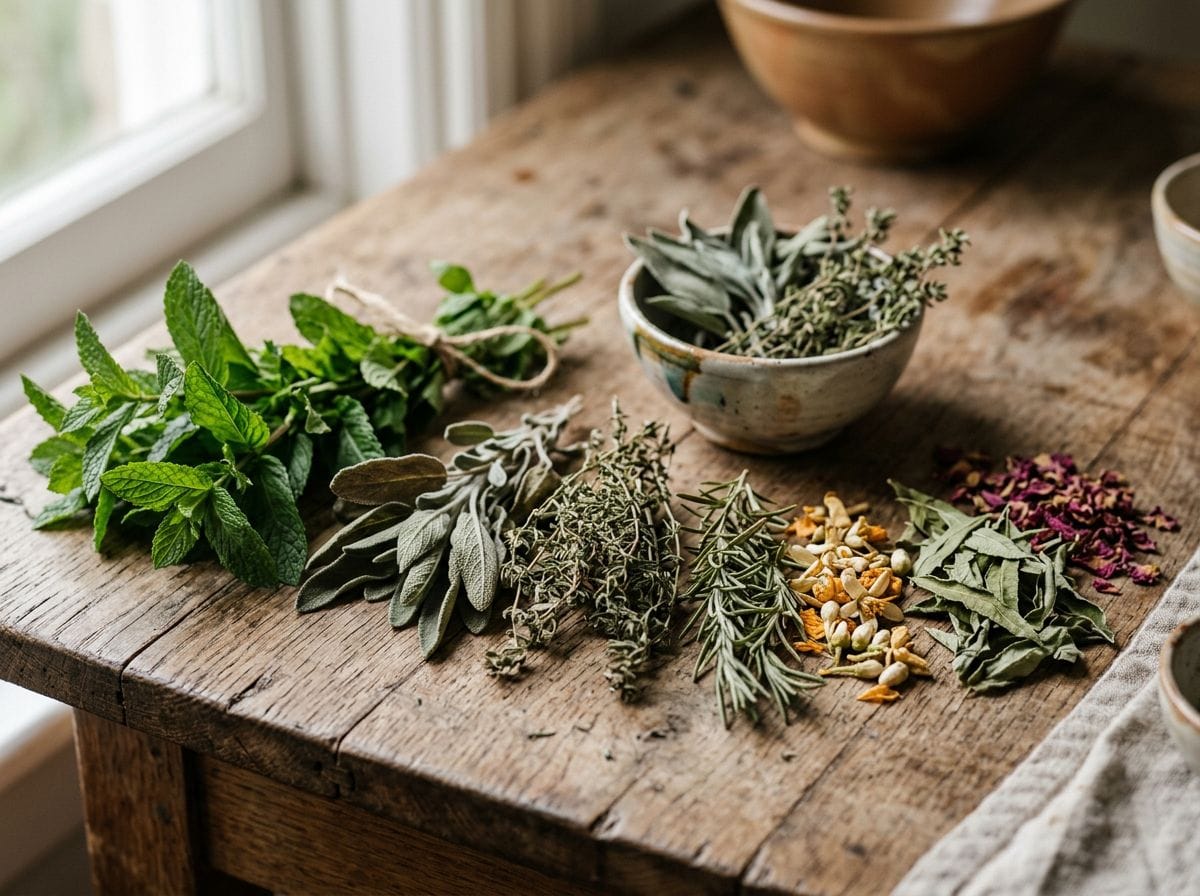 Close-up of traditional Moroccan herbs used in local remedies.