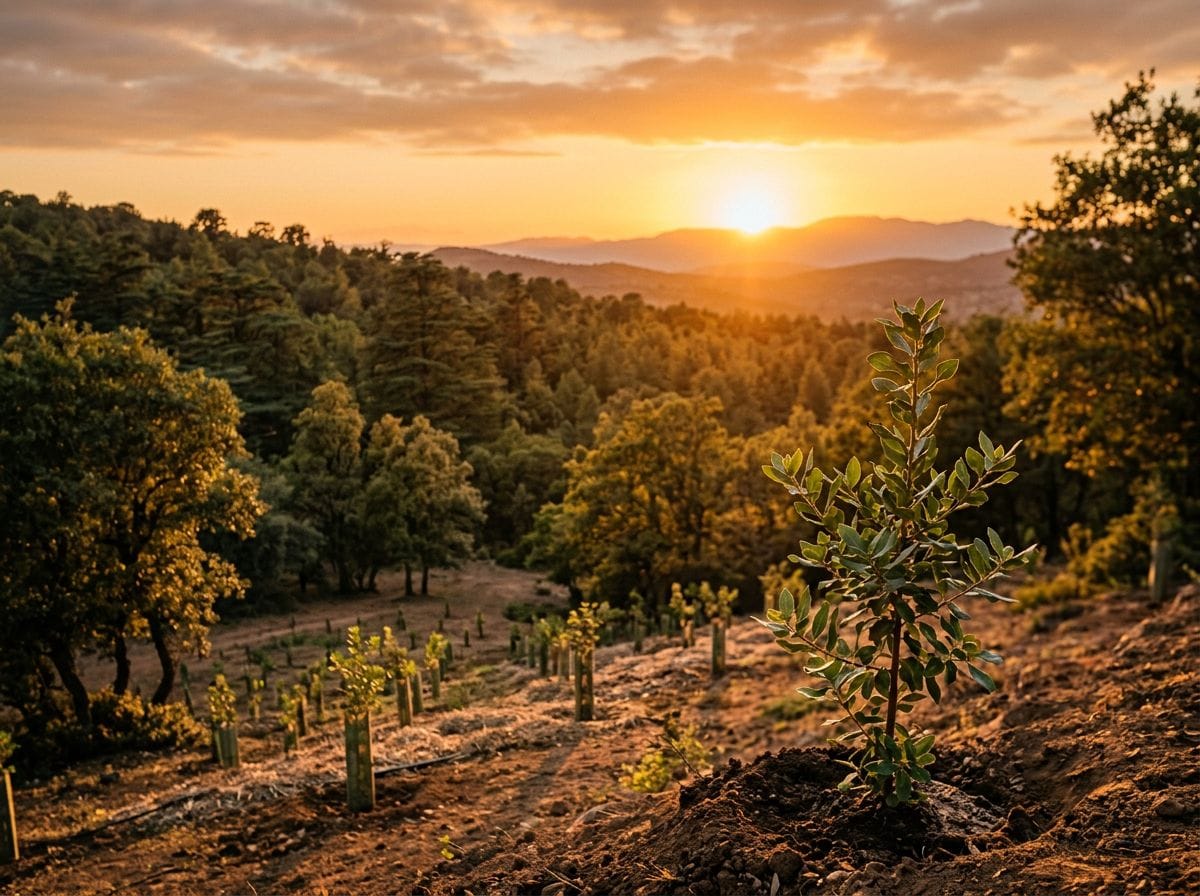 A peaceful sunset over a Moroccan forest.